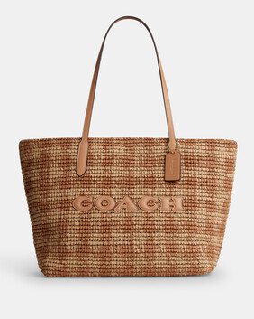 City Tote Bag With Gingham Print