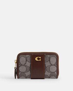 Essential Small Zip Around Card Case In Signature Jacquard