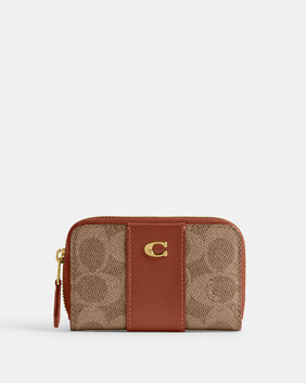 Essential Small Zip Around Card Case In Signature Canvas