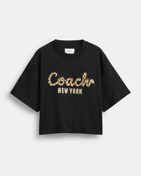 New Year Coach Snake Script Cropped T-shirt In Organic Cotton