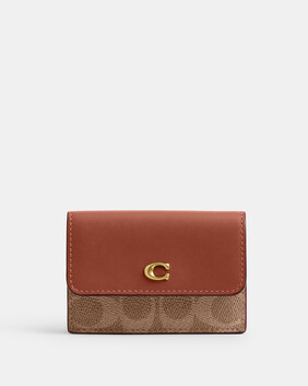 محفظة صغيرة ثلاثية الطي بشعار الماركة قماش قنب