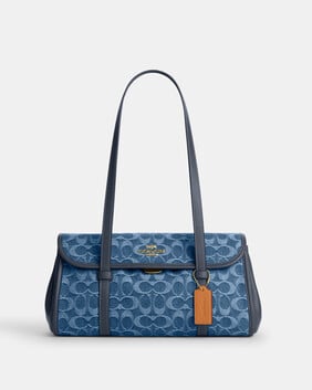 Bridget Flap Shoulder Bag In Signature Denim