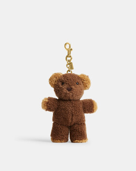 Teddy Bear Plushie Bag Charm In Shearling