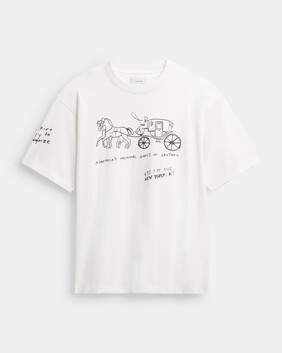 Heritage Sketch Print Relaxed T-shirt In Organic Cotton