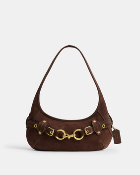 Belted Ergo Shoulder Bag In Suede