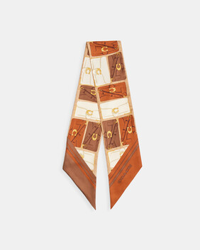 Tabby Bag Print Silk Wide Skinny Scarf