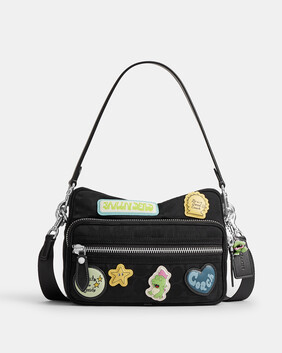 Brain Dead Dakota Crossbody Bag In Signature Nylon With Patches