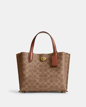 حقيبة يد ويلو 24 قماش قنب محفور بشعار الماركة