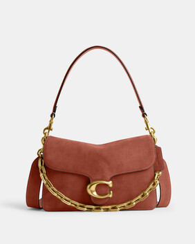 Suede Chain Tabby Shoulder Bag With Chain
