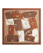  tabby Bag Print Silk Square Scarf 