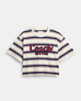Cursive Coach Striped Cropped T-shirt