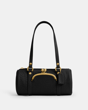 The Coach Originals Textured Pebble Leather Kisslock Barrel Bag 28