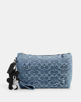 Pouch In Loved Signature Denim With Charms