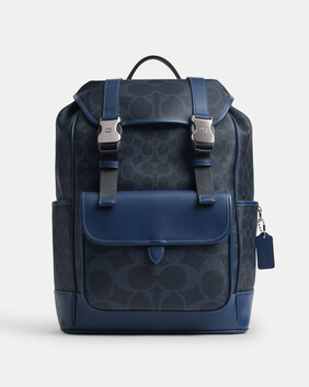 League Flap Backpack In Mixed Signature Canvas