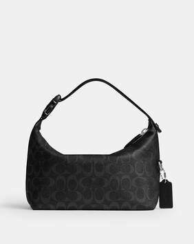 حقيبة صغيرة للسفر بمشبك قماش قنب محفور بشعار الماركة