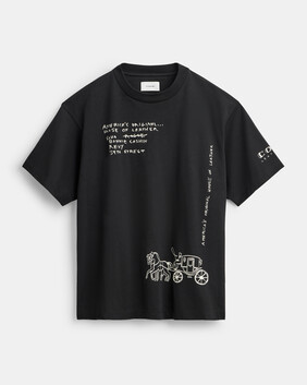 Sketch Horse And Carriage Relaxed T-shirt In Organic Cotton