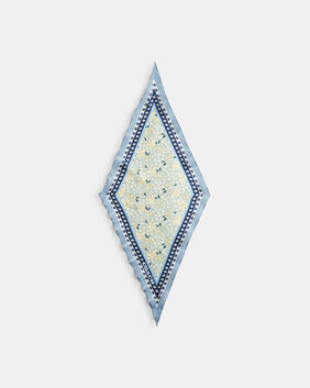 Vintage Floral Print Silk Diamond Scarf
