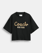 New Year Coach Snake Script Cropped T-shirt In Organic Cotton