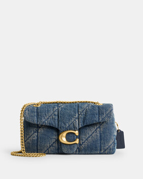 Tabby Shoulder Bag 26 In Regenerative Cotton Denim With Quilting