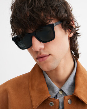 C Hardware Textured Temple Square Sunglasses