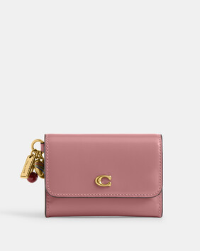 Spazzolato Leather Essential Flap Card Case With Charm