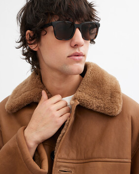 C Hardware Textured Temple Square Sunglasses