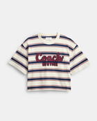 Cursive Coach Striped Cropped T-shirt