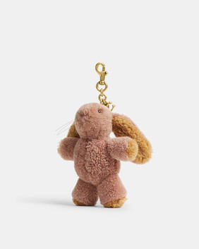 Floppy Bunny Plushie Bag Charm In Shearling