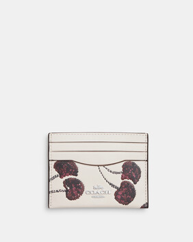 Slim Id Card Case With Cherry Print
