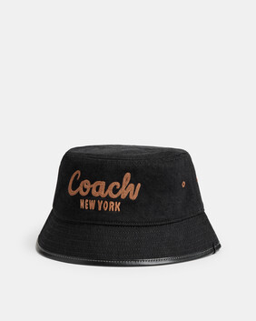 Coach Embroidered Denim Bucket Hat
