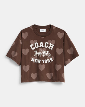 Horse And Carriage Heart Cropped T-shirt In Organic Cotton