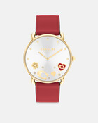 Elliot 36 Mm Gp Case Slvr Whte Dial & Red Lthr Strp