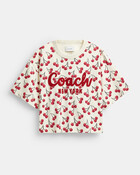 Cherry Print Cursive Signature Cropped T-shirt In Organic Cotton