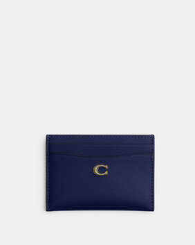 Refined Calf Leather Essential Card Case With Pave C